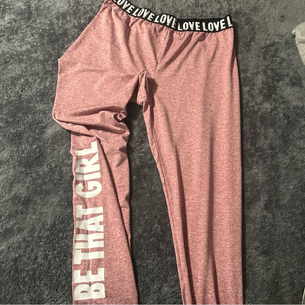 SHEIN Pink Lounge Pants with LOVE Waistband